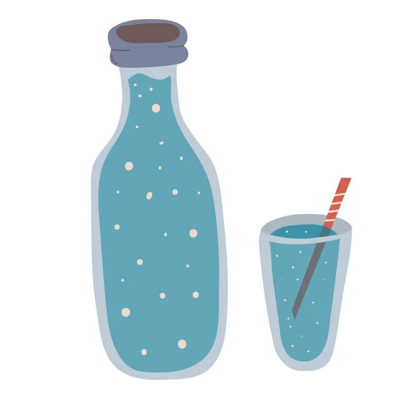 Εικονίδιο Από Ένα Μπουκάλι Νερό Και Ένα Ποτήρι Νερό Για — Διανυσματικό Αρχείο