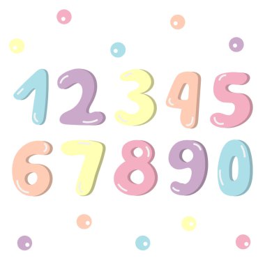 Çizgi film numaraları. Kart tasarımı. Vektör illüstrasyon arkaplanı.