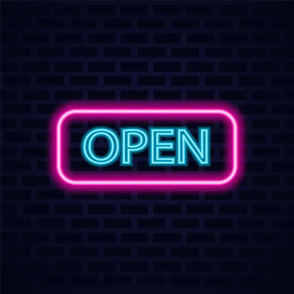 Retro Neon Açık Tabela Her Amaç Için Harika Bir Tasarım — Stok Vektör