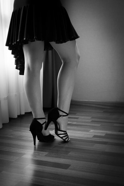 Woman legs prepared to dance