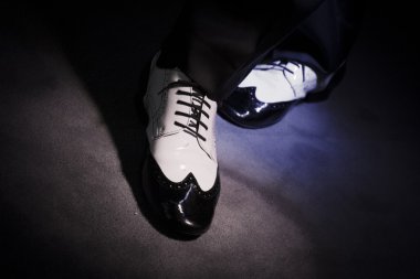Black and white male dancing shoes clipart