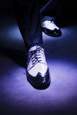 Black and white male dancing shoes clipart