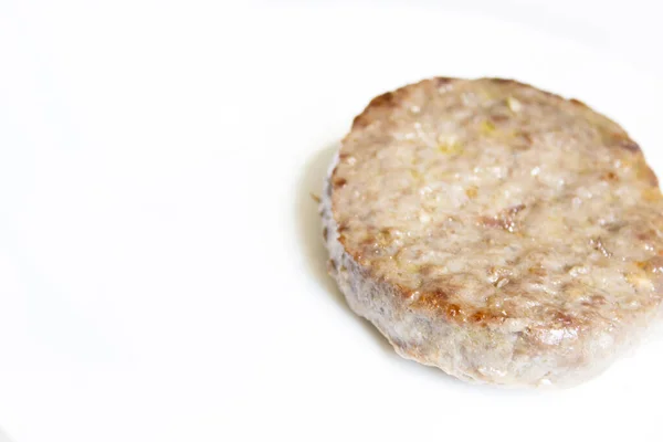 Burger Bœuf Bio Sur Assiette Blanche Pas Peuple — Photo