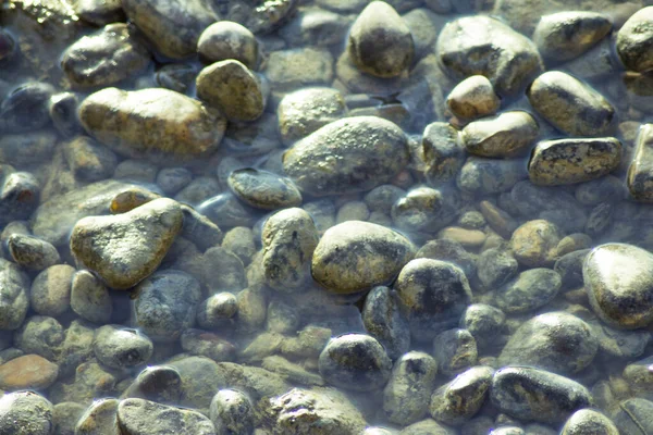 Uppsättning Naturstenar Stranden Flod Inga Människor — Stockfoto