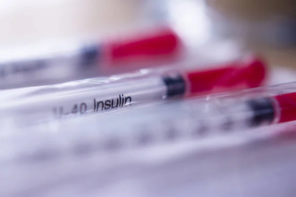 Set Injectiespuiten Voor Insuline Geen Mensen — Stockfoto
