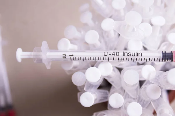 Set Syringes Injecting Insulin People — Stock Photo, Image