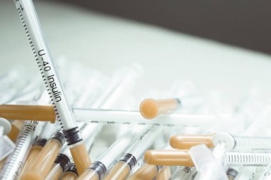 İnsülin enjekte etmek için şırınga seti. Kimse yok.