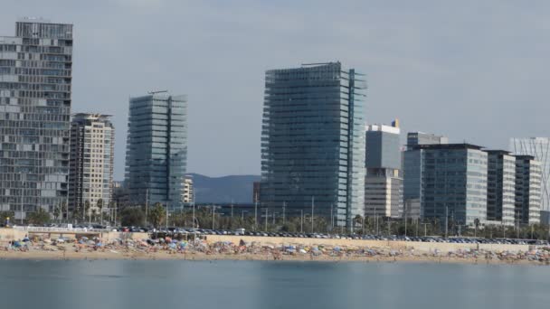 Timelapse Footage City Beach Many People Enjoying Sunny Day Cars — 图库视频影像