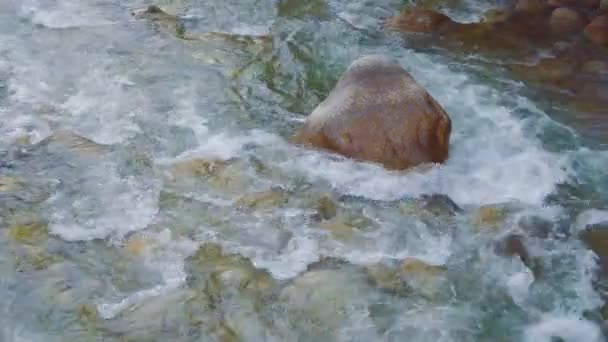 Água Fria Limpa Áspera Nas Montanhas Rochas Fazem Com Que — Vídeo de Stock