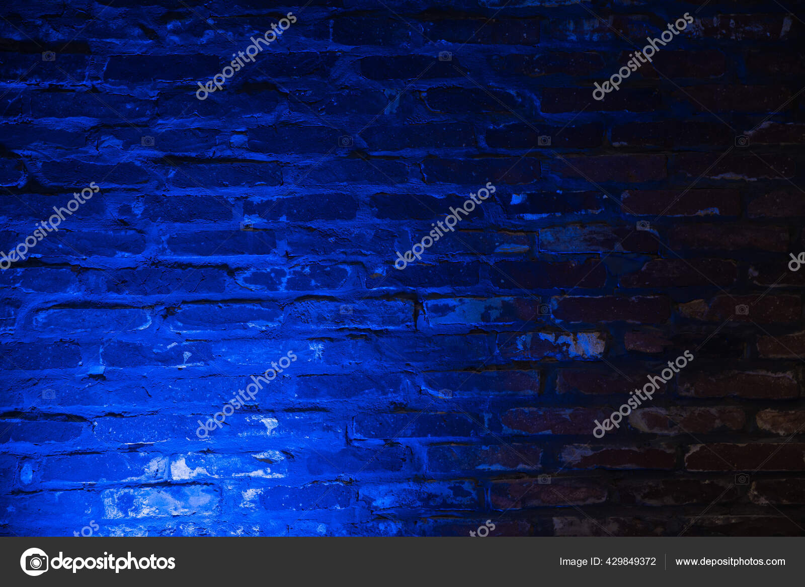 Empty brick wall with bright blue neon light background Stock Photo by  ©LustreArt 429849372