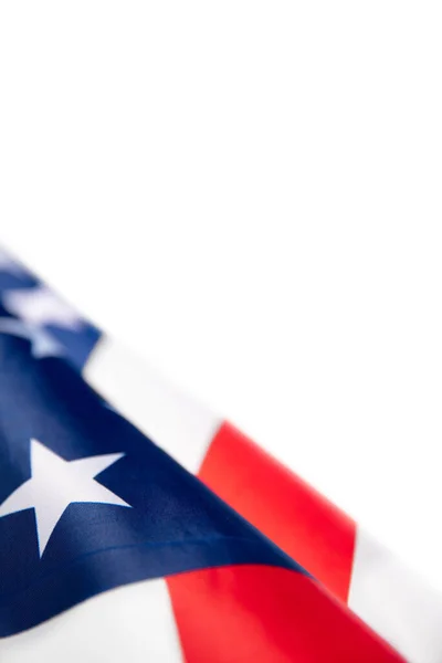 Stjärnor och ränder. Närbild av amerikansk flagga på vit bakgrund. — Stockfoto