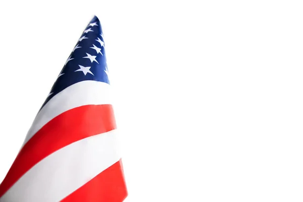 Sterne und Streifen. Nahaufnahme der amerikanischen Flagge auf weißem Hintergrund. — Stockfoto