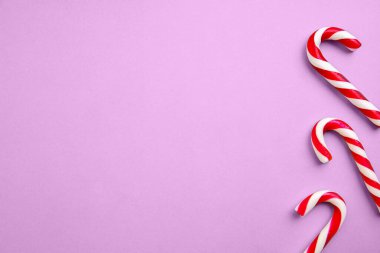 Şeker kamışı pembe arka planda Noel süslemesi tasarım broşürü, reklam..