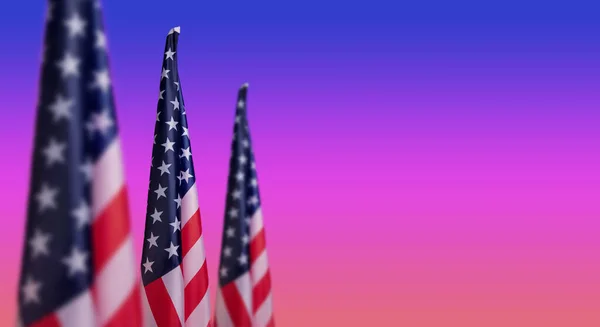 Національний прапор США ізольований над градієнтним рожевим синім фоном.. — стокове фото