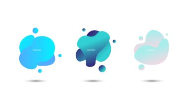 Üç renkli soyut modern grafik elementten oluşan bir set. Vektör illüstrasyonu.