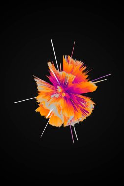 Neon 3d illüstrasyon siyah arkaplan üzerinde izole. Reklam için kopyalama alanı.