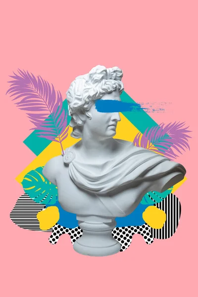 Collage de arte. Arte conceptual moderno con busto de estatua antigua. —  Fotos de Stock