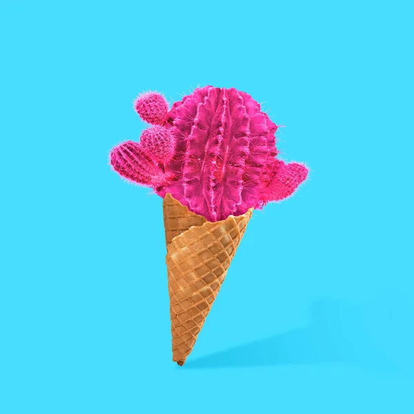 Prickly ice cream. Contemporary art collage. Illustration. Concept of creativity, design and style. — Stock Photo, Image