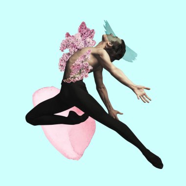 Leylak dalları. Çağdaş sanat kolajı. Sürrealizm, sanattaki minimalizm.