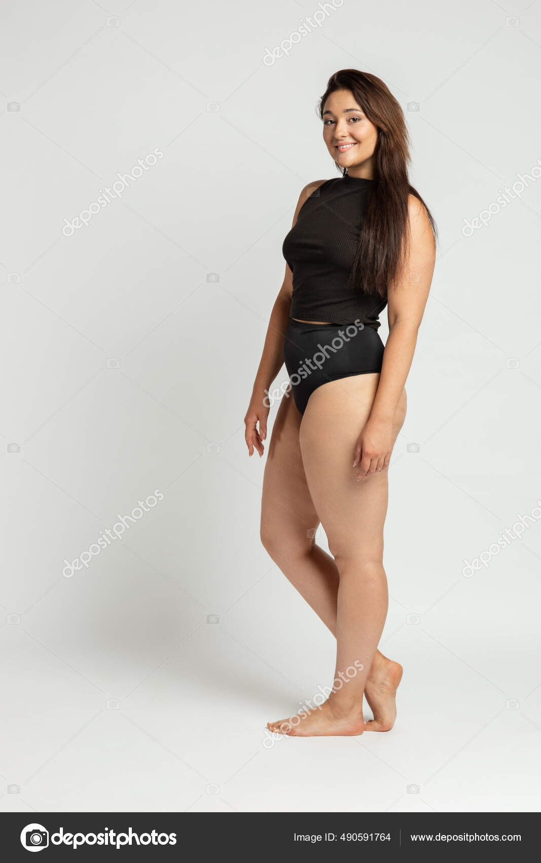 Sexy Woman Cotton Underwear Perfect Curveswoman Stock Photo