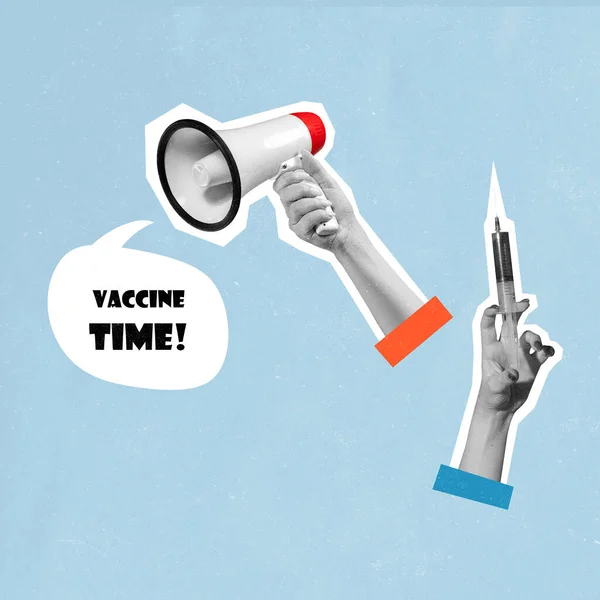 Vaccination time poster on light blue background