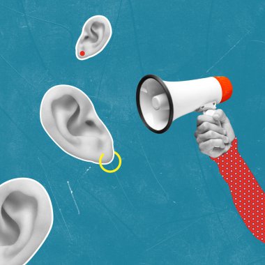 Klasik arka planda çağdaş sanat kolajı. Bilgilendirme