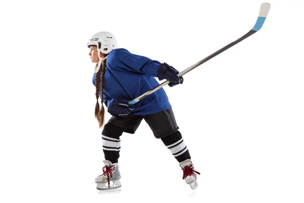 Ganztägiges Porträt eines Eishockeyspielers. Eisbahnsport — Stockfoto