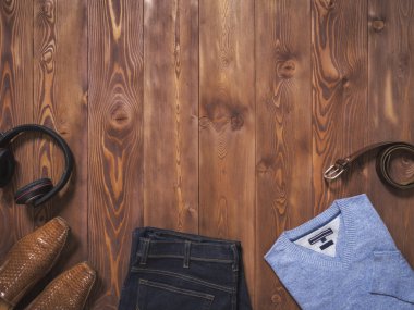 Rahat kıyafetler üzerinde Üstten Görünüm