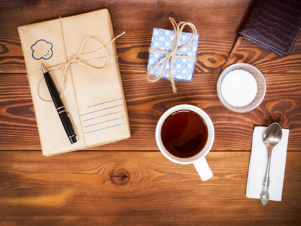 Breakfast set on the table — Stock Photo, Image