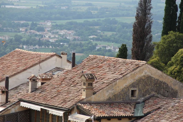 Bellissime Piastrelle Arancioni Case Italiane Arte Italiana Architettura Vecchie Pareti — Foto Stock