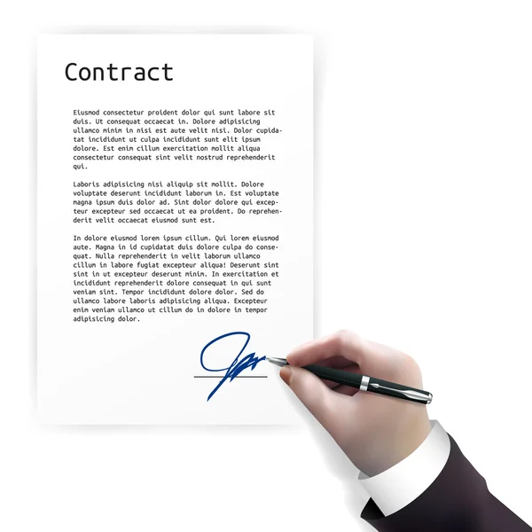 Empresario Firma de contrato — Vector de stock