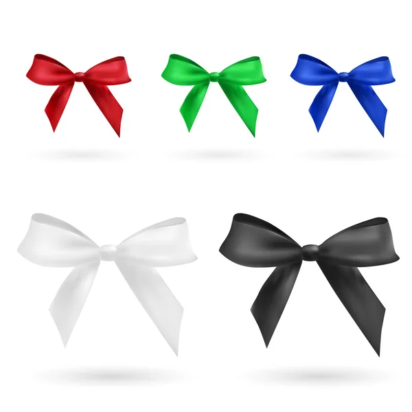 Red, green, blue, black and white bow — Stock Vector