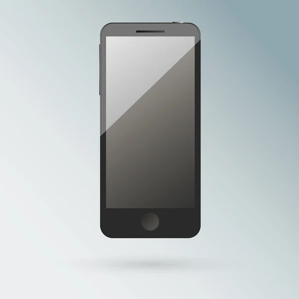 Telefone celular preto realista com tela em branco — Vetor de Stock