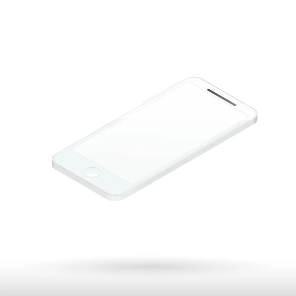 Réaliste téléphone portable blanc avec écran blanc 3d — Image vectorielle