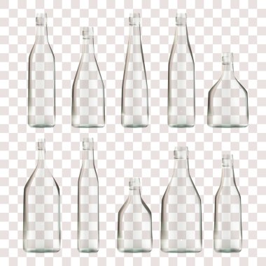 şeffaf boş şişeler kümesi