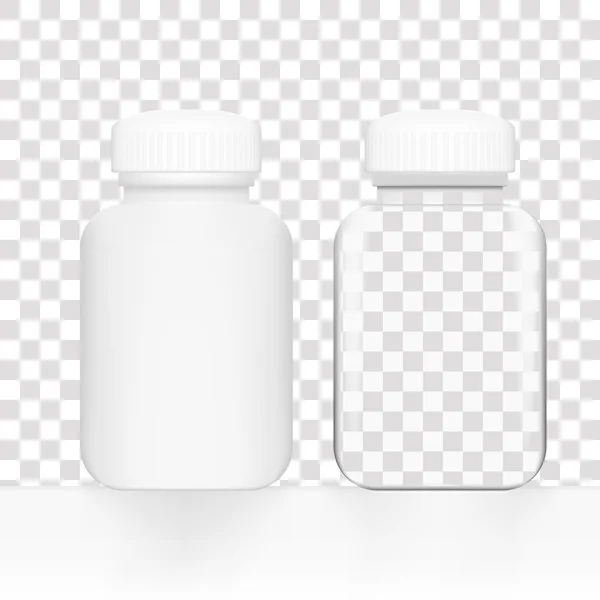 Leere weiße und gläserne Medizinflasche — Stockvektor