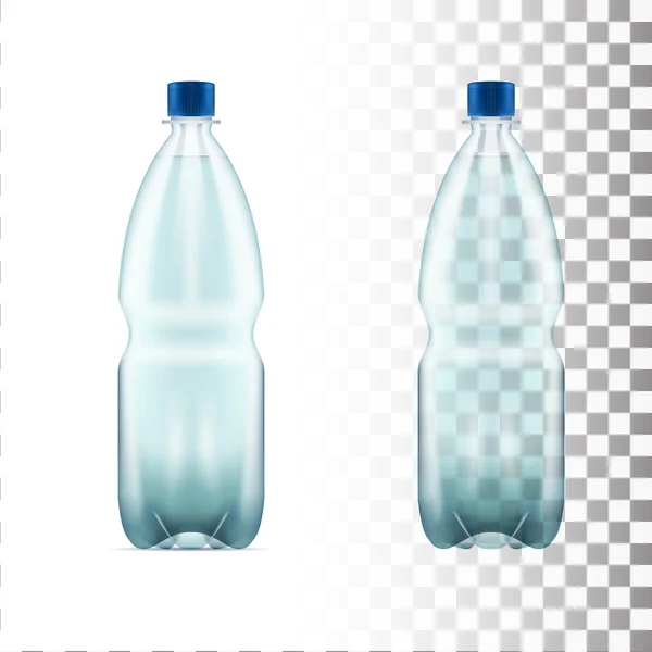 Vektör boş plastik mavi su şişesi şeffaf — Stok Vektör