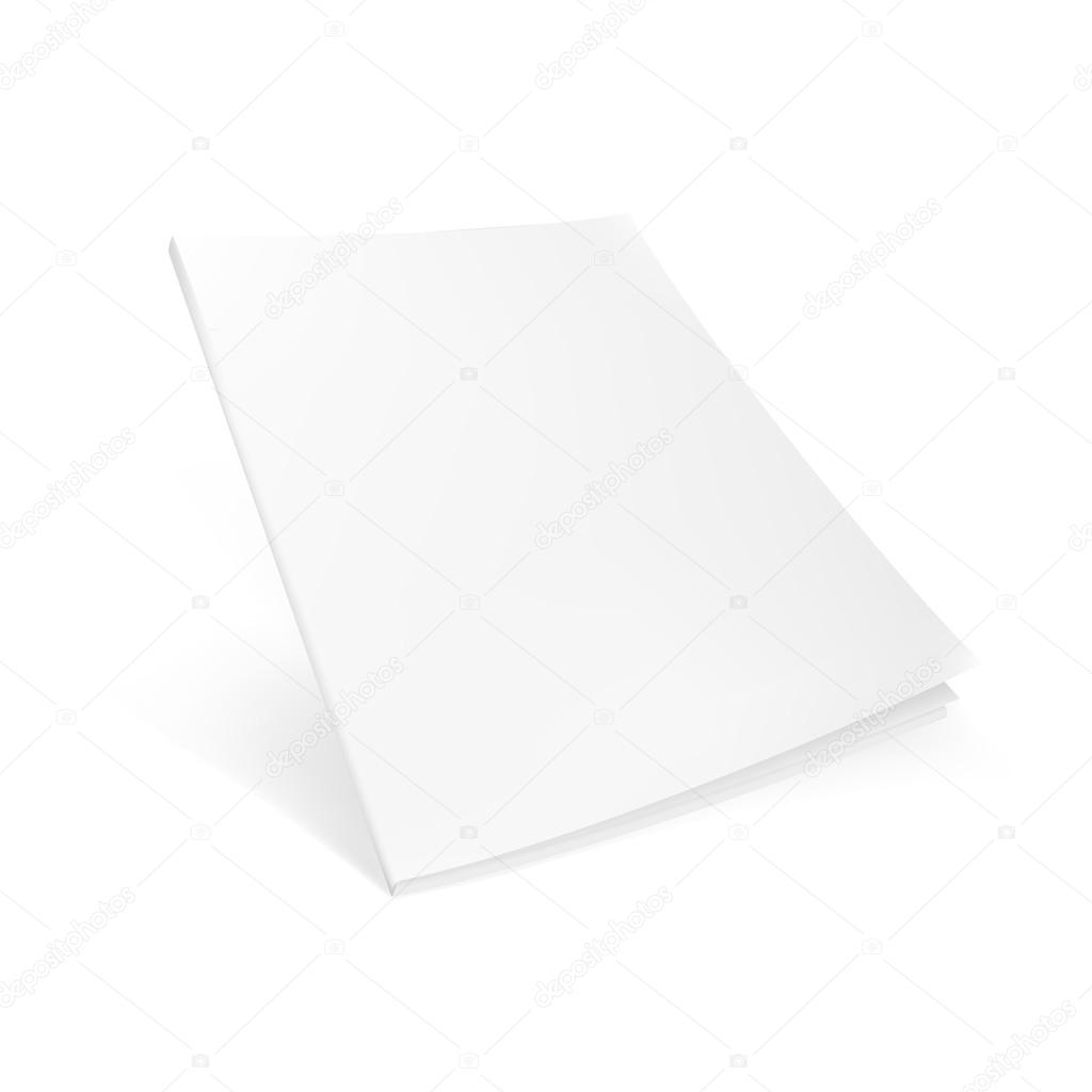 Blank Flying Cover Of Magazine, Book, Booklet, Brochure. Illustration Isolated On White Background. Mock Up Template Ready For Your Design