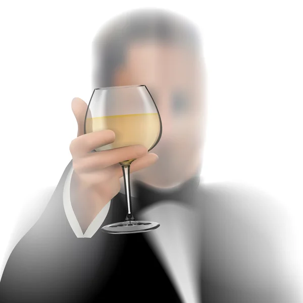 Framgångsrik affärsman grillas med vin på vit bakgrund — Stock vektor