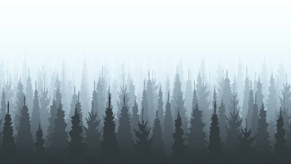 Plantilla de silueta de bosque de coníferas. Ilustración bosques — Vector de stock