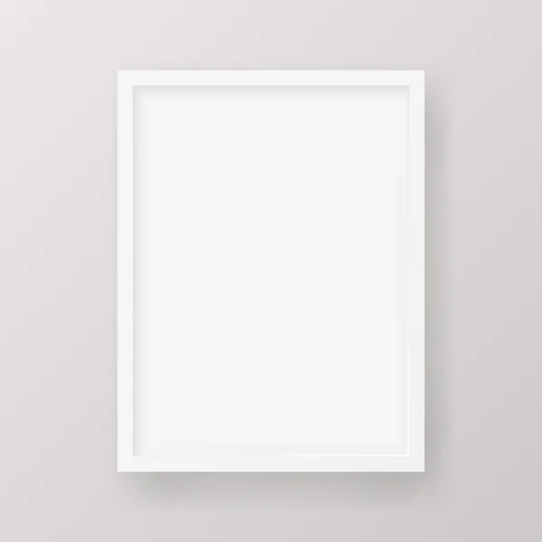 Realistic Empty White Picture Frame isolated on a neutral gray background. — Stock Vector