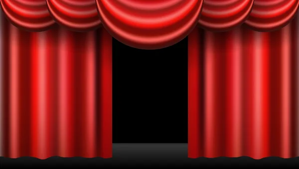 Izole kırmızı tiyatro perdesi gerçekçi — Stok Vektör