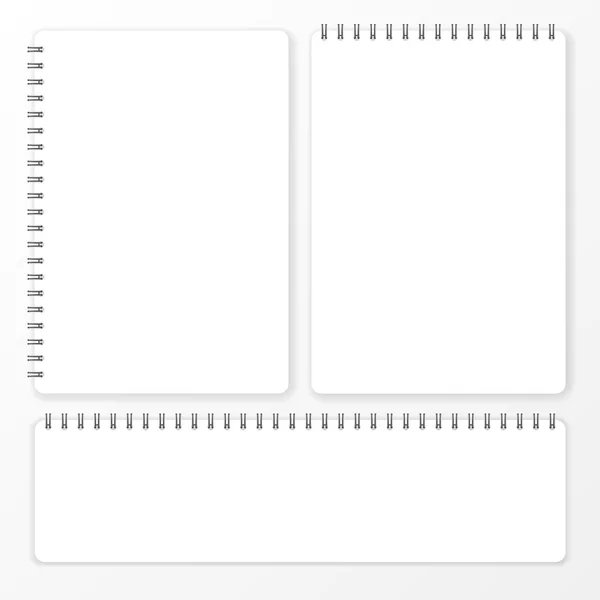 Blank realistic spiral notepad notebook set isolated on white vector — Stock Vector