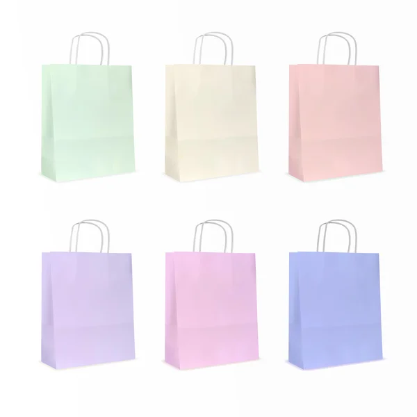 Paper bag set isolated — Stock Vector