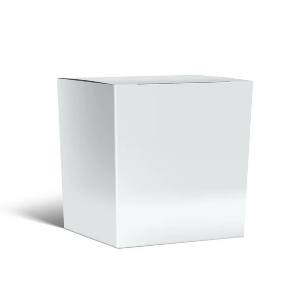 Caja de cartón blanco realista en la parte posterior blanca — Vector de stock