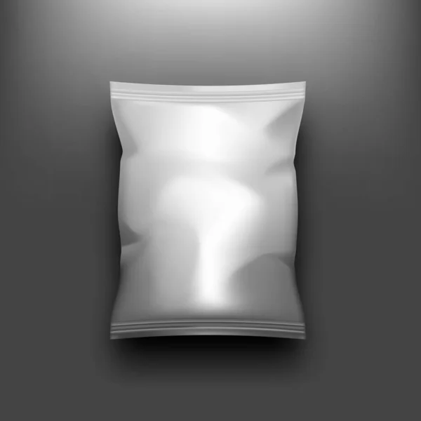 Κλείσιμο κενής πλαστικής σακούλας κενού σε σκούρο φόντο — Διανυσματικό Αρχείο