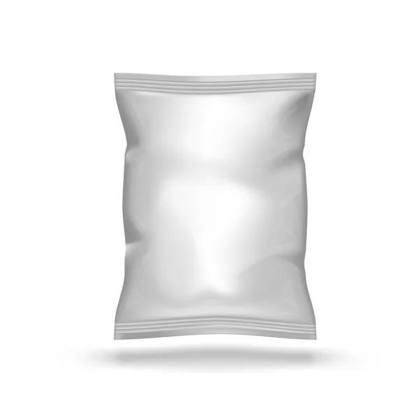 Stäng Tomma Plastic Vacuum Bag På Vit bakgrund — Stock vektor