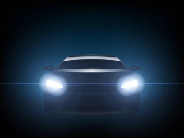 Mörk Silhouette av sportbil med strålkastare — Stock vektor