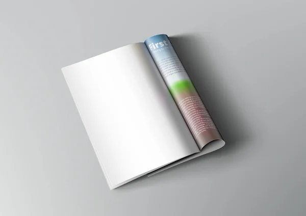 3D Blank White Magazine Sidor med skugga — Stock vektor