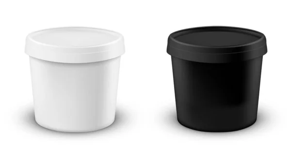 Seau en plastique noir et blanc isolé sur blanc — Image vectorielle